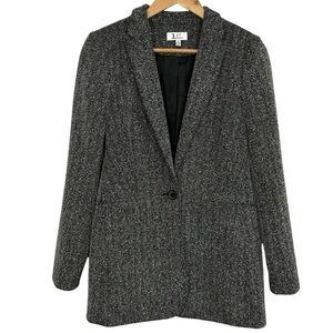 Jules & Leopold Longline Blazer Womens 8 Grey Speckle Single Button Jacket EUC